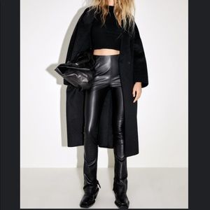 Zara Faux Extra Long Black Leggings
